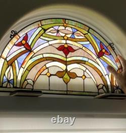 24 Tiffany Style Stained Glass Victorian Semi Circle Window Panel Suncatcher