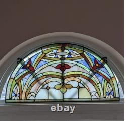 24 Tiffany Style Stained Glass Victorian Semi Circle Window Panel Suncatcher