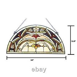 24 Victorian Calling half-moon demi lune stained glass window