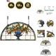 24 inch Flower Stained Glass Window Hanging Half Round Shade, 100% Real Staine
