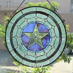 24 x 18 Tiffany-Style Sand Star Stained Glass Round window Panel