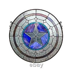 24 x 18 Tiffany-Style Sand Star Stained Glass Round window Panel