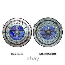 24 x 18 Tiffany-Style Sand Star Stained Glass Round window Panel