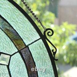 24 x 18 Tiffany-Style Sand Star Stained Glass Round window Panel