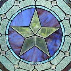 24 x 18 Tiffany-Style Sand Star Stained Glass Round window Panel