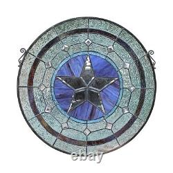 24 x 18 Tiffany-Style Sand Star Stained Glass Round window Panel