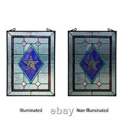 24 x 18 Victorian Star Stained Glass Tiffany Style Window Panel