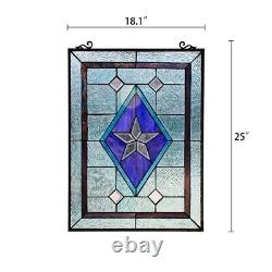 24 x 18 Victorian Star Stained Glass Tiffany Style Window Panel