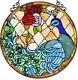 24 x 23 Peacock Princess Tiffany Style Stained Glass Round Window Panel