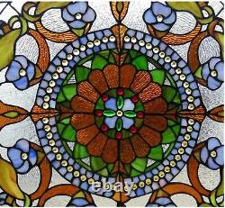 24 x 24 Tiffany Style Stained Glass Window Panel With Chain