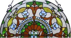 24 x 24 Tiffany Style Stained Glass Window Panel With Chain