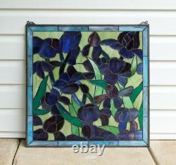 24 x 24 Tiffany Style stained glass Iris window panel