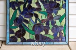 24 x 24 Tiffany Style stained glass Iris window panel