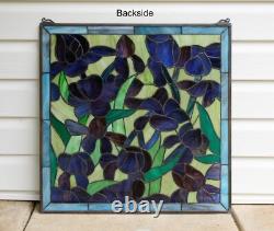 24 x 24 Tiffany Style stained glass Iris window panel