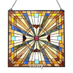 24 x 24 Tiffany Style stained glass flaired Mission Hanging window Panel