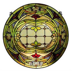 24 x 24 tiffany style stained Glass Floating Passion Round window panel