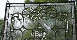 24 x 28.25 Stunning Tiffany Style stained glass Clear Beveled window panel