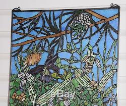 24 x 36 Lotus Lily Pond Flower Handcrafted stained glass window panel