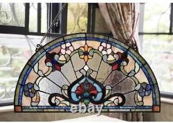 24x13 Tiffany Style Stained Glass Semi Circle Window Panel Suncatcher