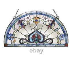 24x13 Tiffany Style Stained Glass Semi Circle Window Panel Suncatcher