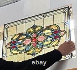 25.5 Tiffany-Style Victorian Floral Stained Glass Hang Window Panel Suncatcher