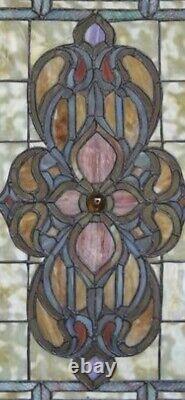 25.5 Tiffany-Style Victorian Floral Stained Glass Hang Window Panel Suncatcher