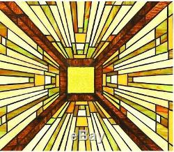 25.5 x 24.4 Tunnel Mission Tiffany Style Stained Glass Window Panel with chain