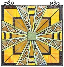 25.7 x 24.7 Transitional Mission Tiffany Style Stained Glass Window Panel