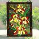 25 Fire Lillies floral Tiffany Style Stained Glass Window Panel With Chain