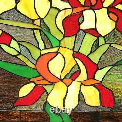 25 Fire Lillies floral Tiffany Style Stained Glass Window Panel With Chain