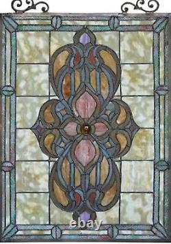 25 Floral Avalion Tiffany Style Stained Glass Window Hanging Panel