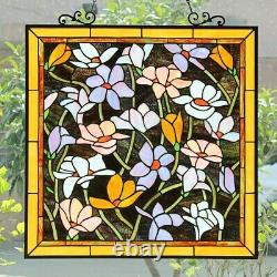 25 Floral Garden Plumerias Tiffany Style Stained Glass Window Panel