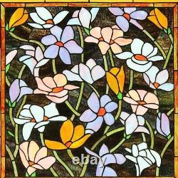 25 Floral Garden Plumerias Tiffany Style Stained Glass Window Panel