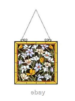 25 Floral Garden Plumerias Tiffany Style Stained Glass Window Panel