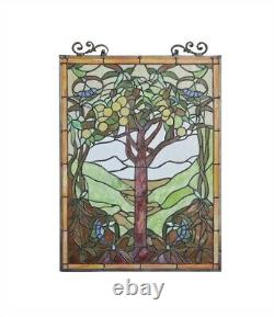 25 H x 18 W Tiffany Style Stained Glass Window Panel Tree of Life