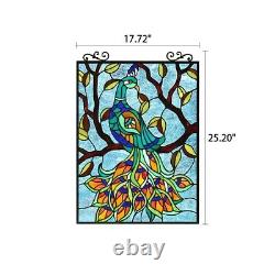 25 Pavao Royal Peacock Tiffany Style Stained Glass Window Panel