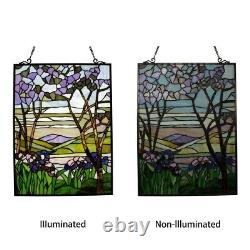 25 Tiffany Style Floral Tree Design Stained Glass Hanging Window Panel