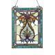 25 Tiffany Style Stained Glass Victorian Teal Hanging Window Panel