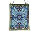 25 Tiffany Style Stained glass Victorian Blue Floral hanging Window Panel