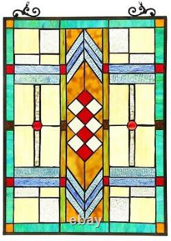 25 x 17.5 Bright Mission Tiffany Style Stained Glass Window Panel