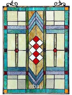 25 x 17.5 Bright Mission Tiffany Style Stained Glass Window Panel