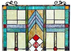 25 x 17.5 Bright Mission Tiffany Style Stained Glass Window Panel