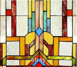 25 x 17.5 Mission Lines Tiffany Style Stained Glass Window Panel