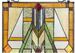 25' x 17.5 Mission Statenent Tffany style Stained Glass Window Panel