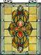 25 x 18 Floral Infinity Tiffany Style Stained Glass Window Panel with Chain