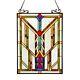 25 x 18 Tiffany Style stained Glass Triangular Mission Hanging Window Panel