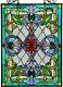 25 x 18 Victorian Motif Stained Glass Window Panel With Chain