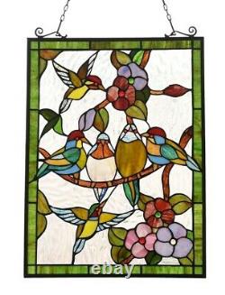 25 x 18 hummingbirds Stained Glass Tiffany Style Window Panel