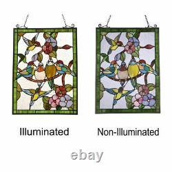 25 x 18 hummingbirds Stained Glass Tiffany Style Window Panel