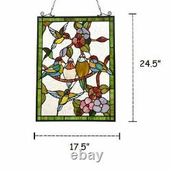 25 x 18 hummingbirds Stained Glass Tiffany Style Window Panel